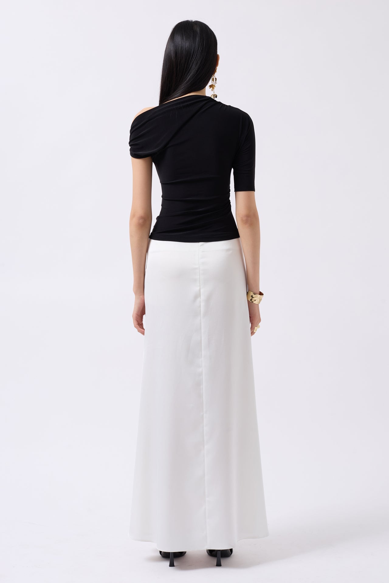 Accessory Detail Cutout Black Blouse