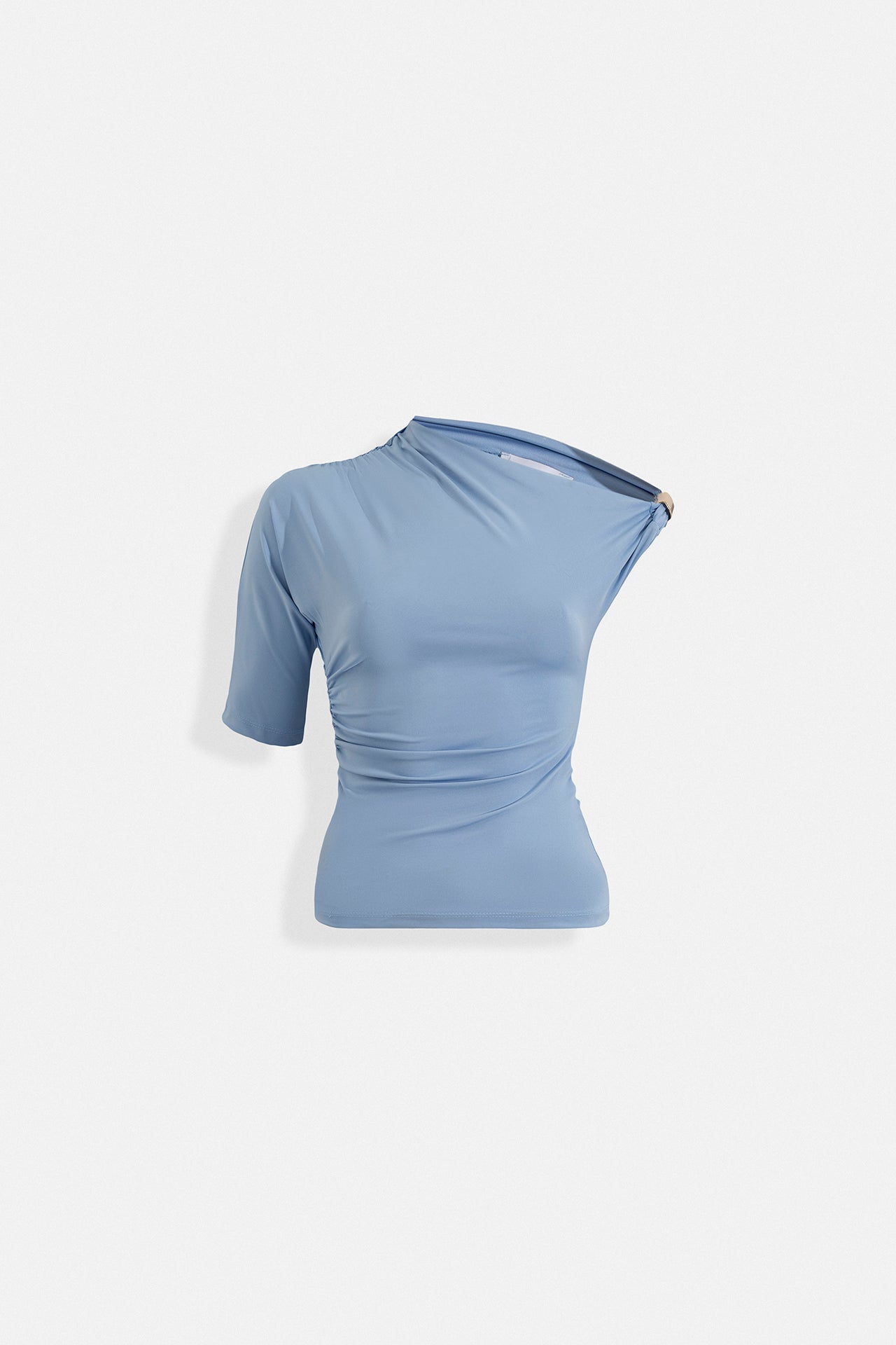 Accessory Detail Cutout Blue Blouse