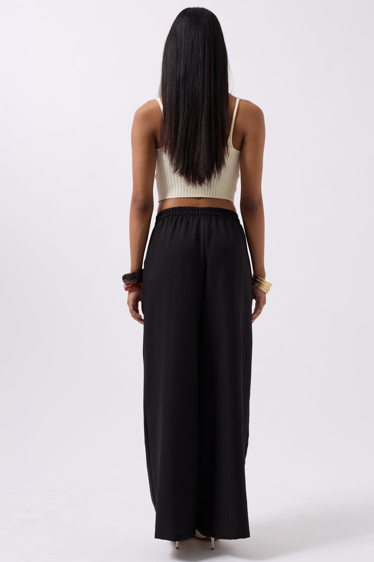 Accessory Detail Linen Black Pants