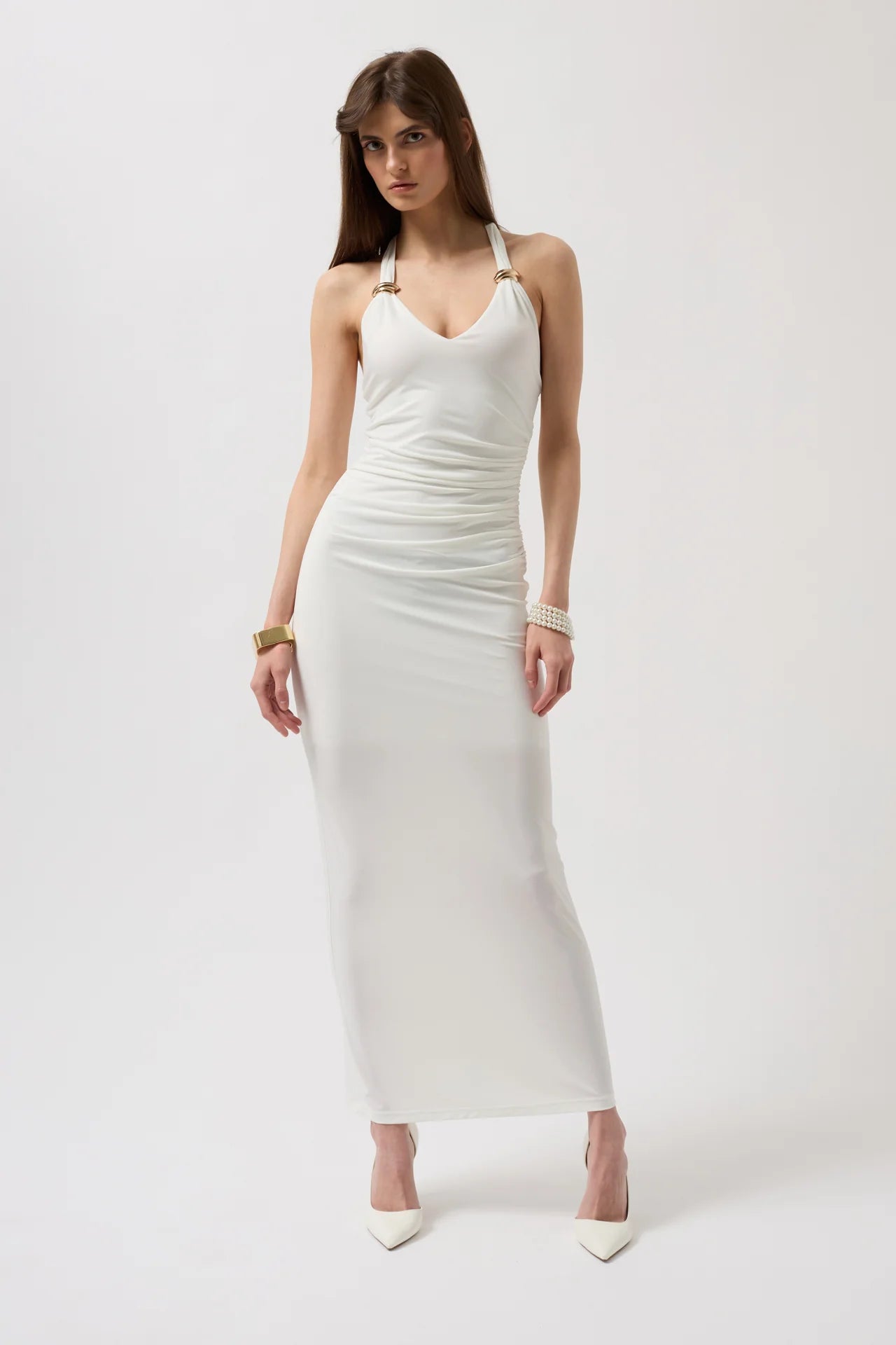 Accessory Detail Maxi White Dress