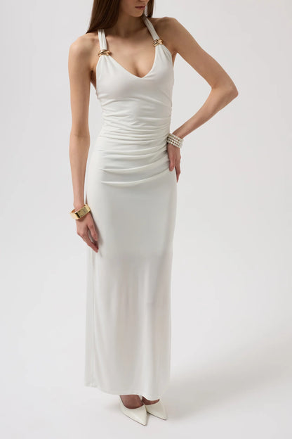 Accessory Detail Maxi White Dress