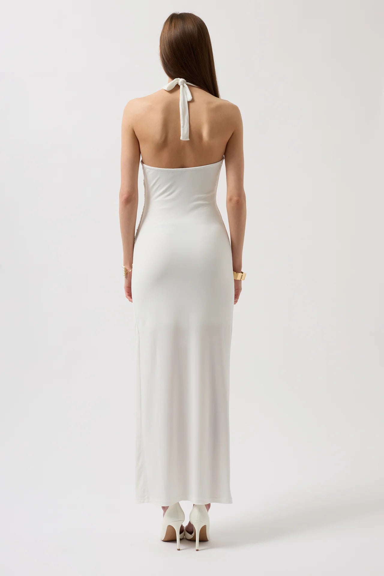 Accessory Detail Maxi White Dress