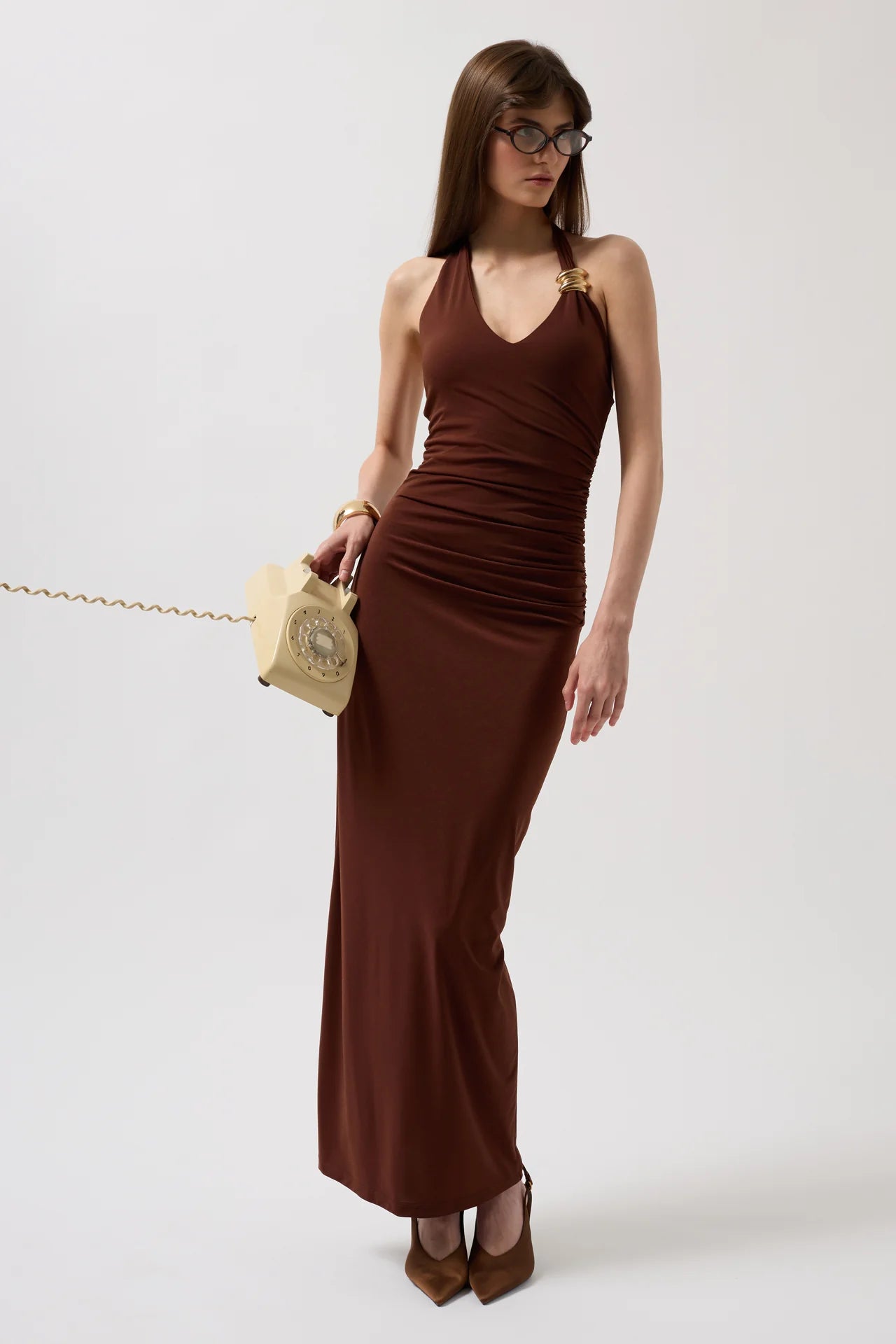 Accessory Detail Maxi Brown Dress