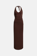 Accessory Detail Maxi Brown Dress