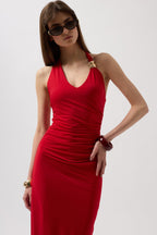 Accessory Detail Maxi Red Dress