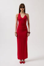 Accessory Detail Maxi Red Dress