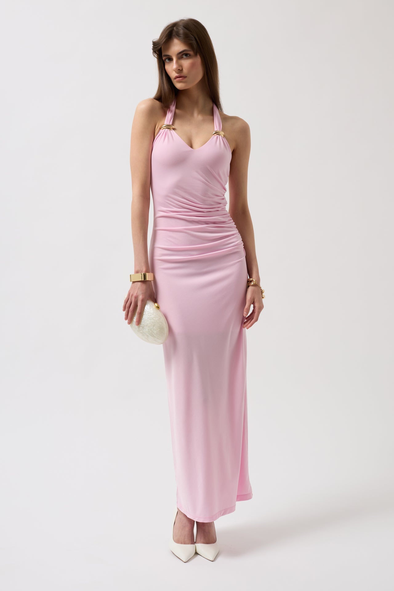 Accessory Detail Maxi Pink Dress