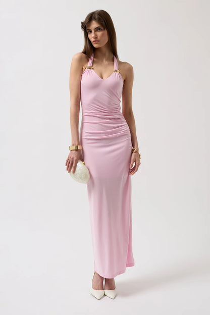 Accessory Detail Maxi Pink Dress
