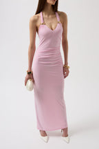 Accessory Detail Maxi Pink Dress