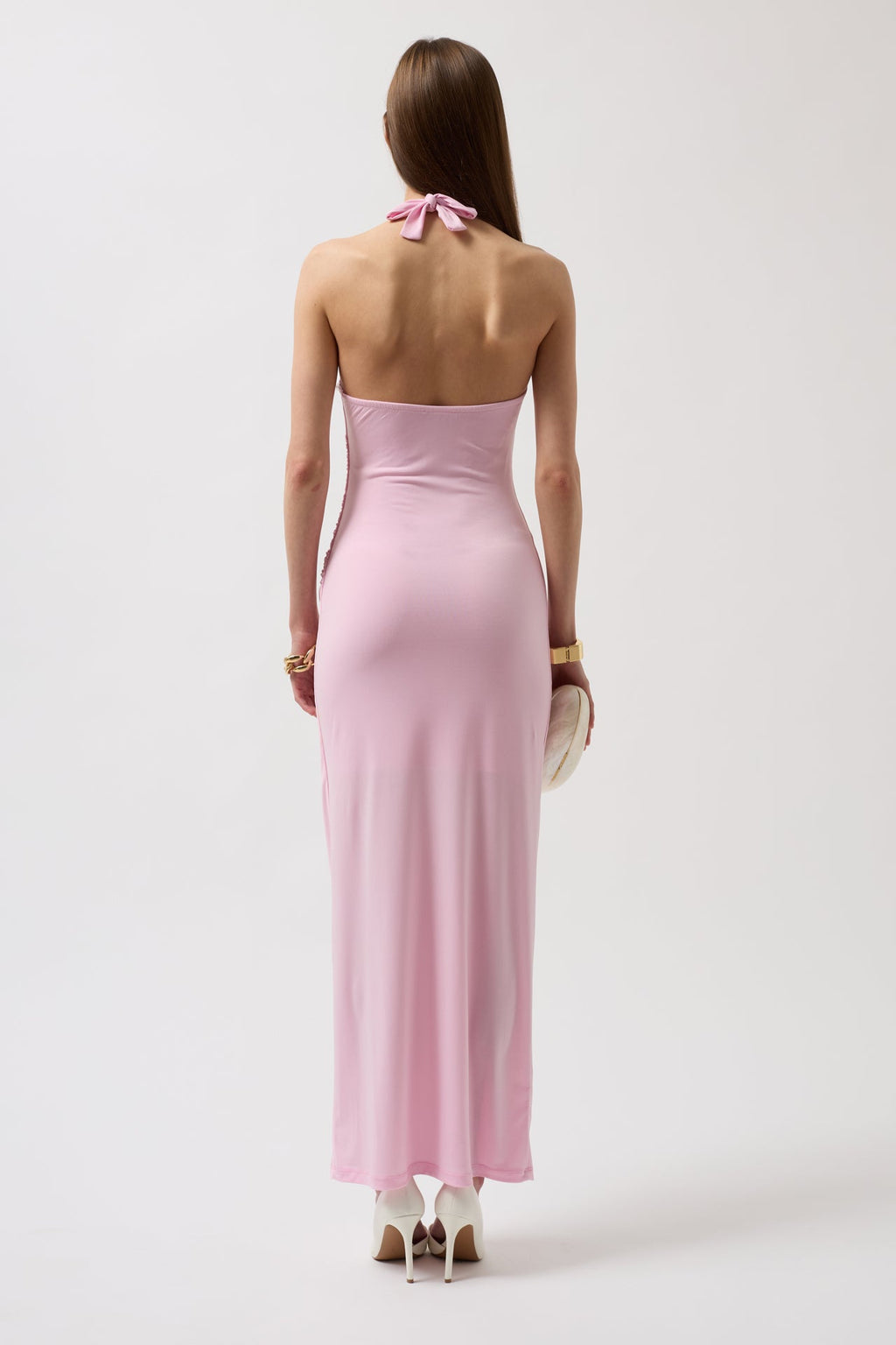 Accessory Detail Maxi Pink Dress