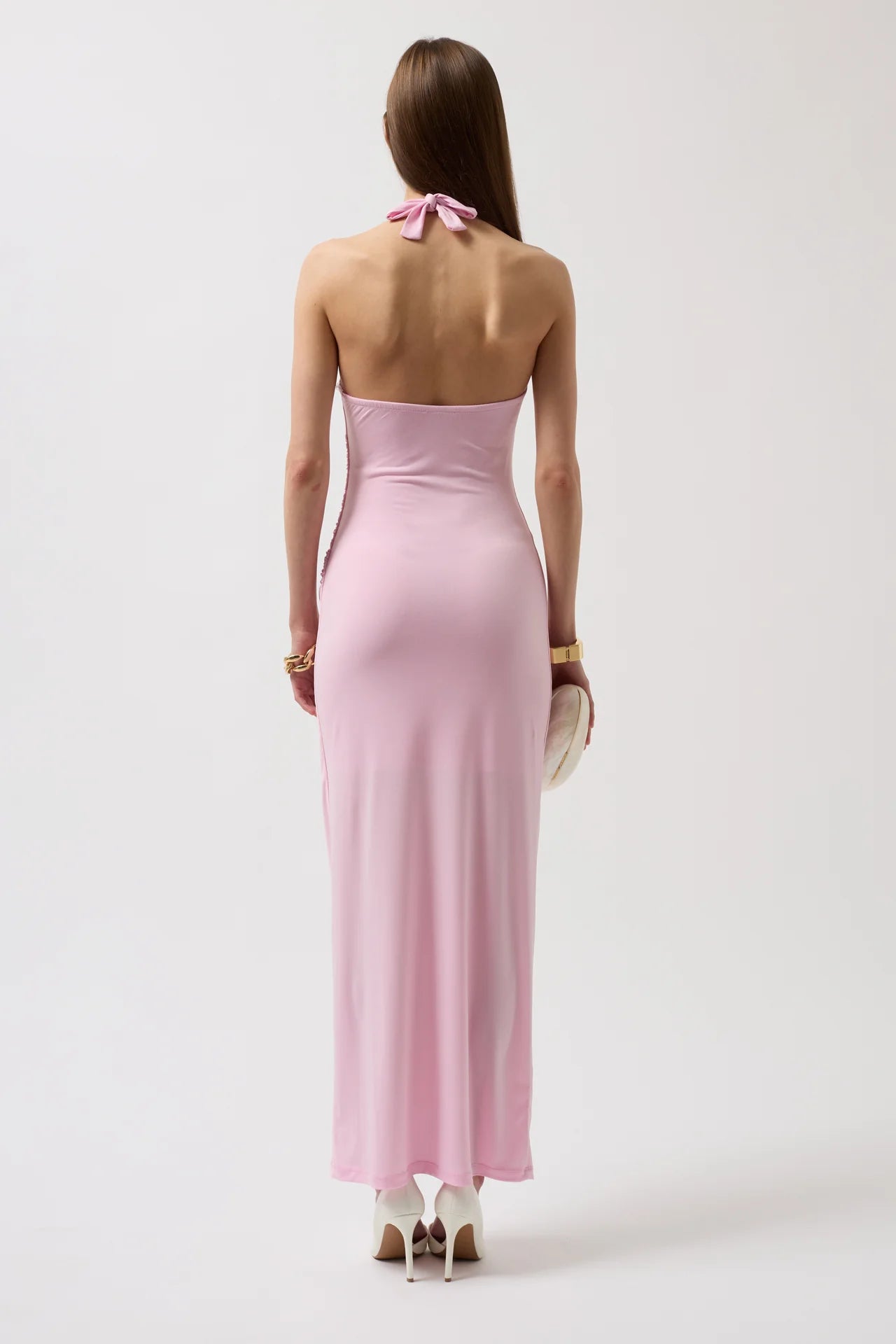 Accessory Detail Maxi Pink Dress