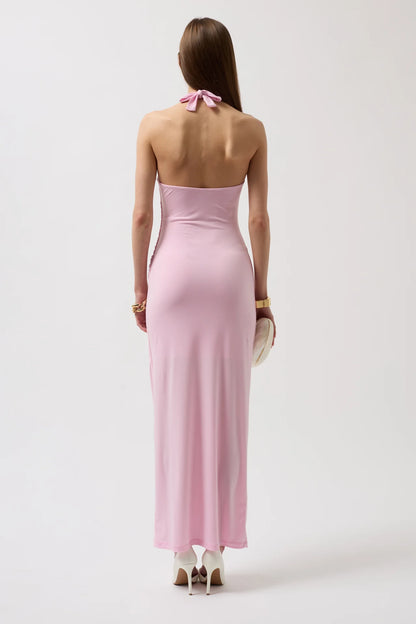 Accessory Detail Maxi Pink Dress