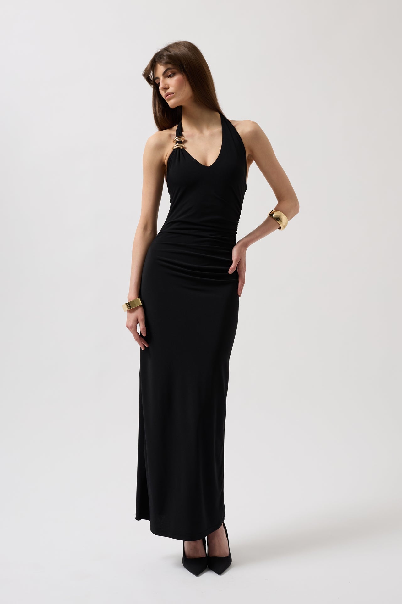 Accessory Detail Maxi Black Dress
