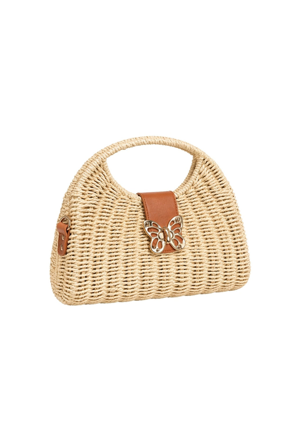Accessory Detail Mini Beige Straw Bag