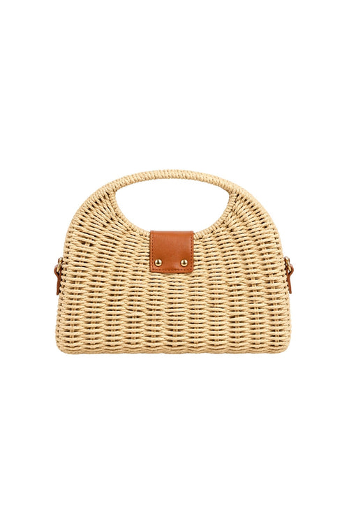 Accessory Detail Mini Beige Straw Bag