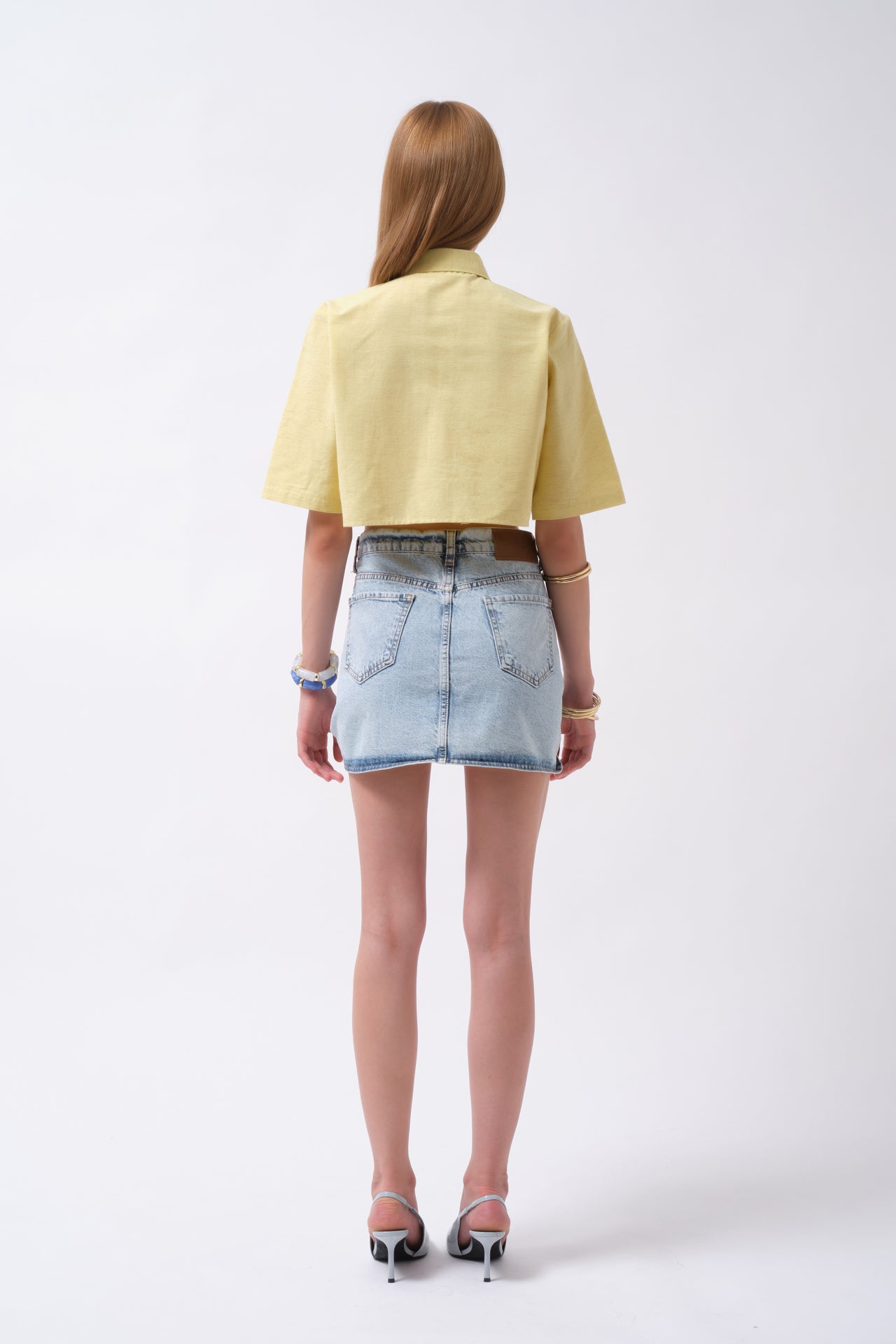 Wrap Denim Mini Light Blue Skirt