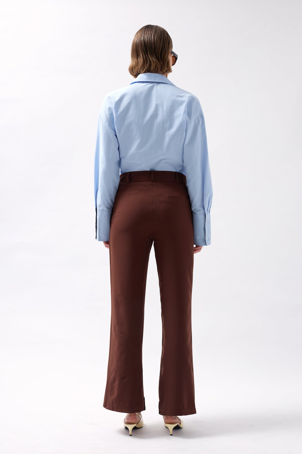 Wrap Detail Asymmetric Brown Pants