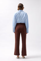 Wrap Detail Asymmetric Brown Pants