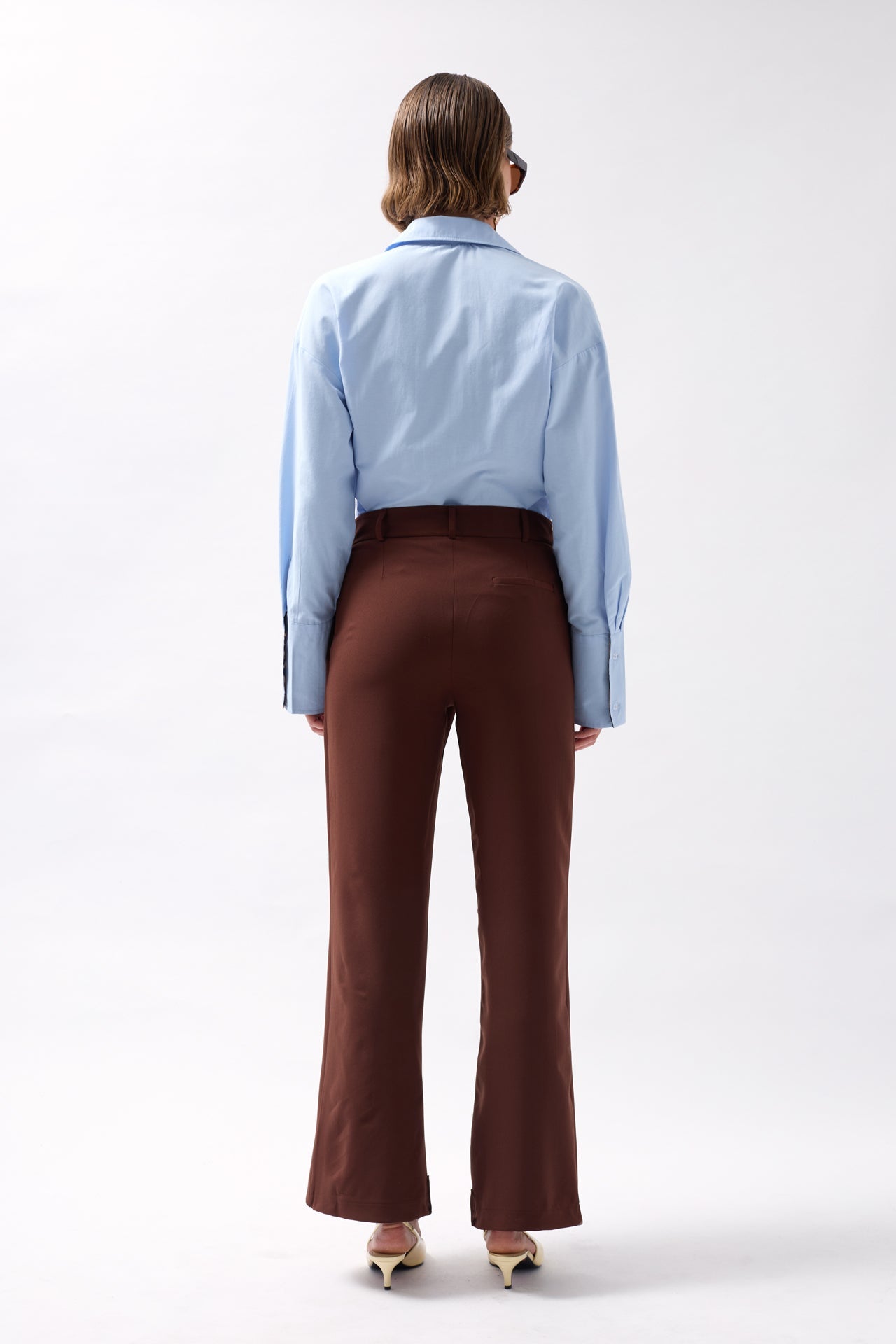 Wrap Detail Asymmetric Brown Pants