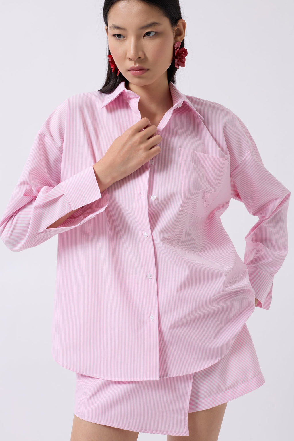 Wrap Detail Pink Shirt