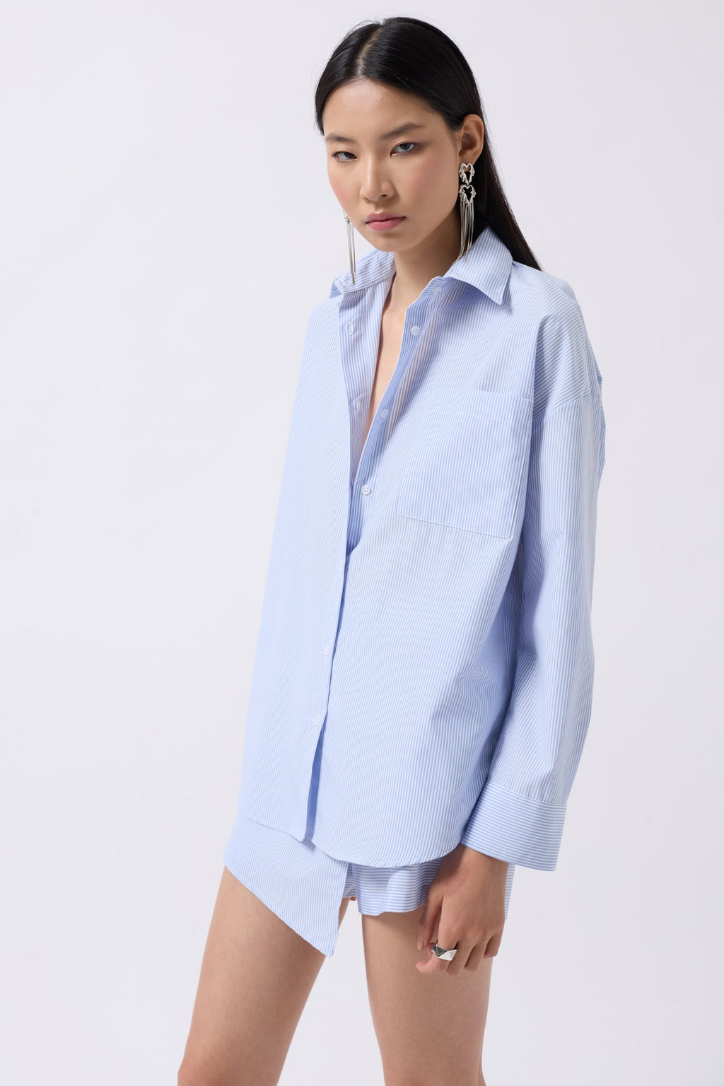 Wrap Detail Blue Shirt