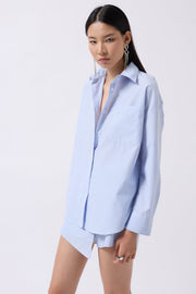 Wrap Detail Blue Shirt