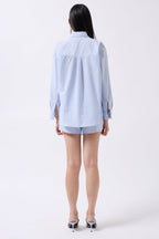 Wrap Detail Blue Shirt