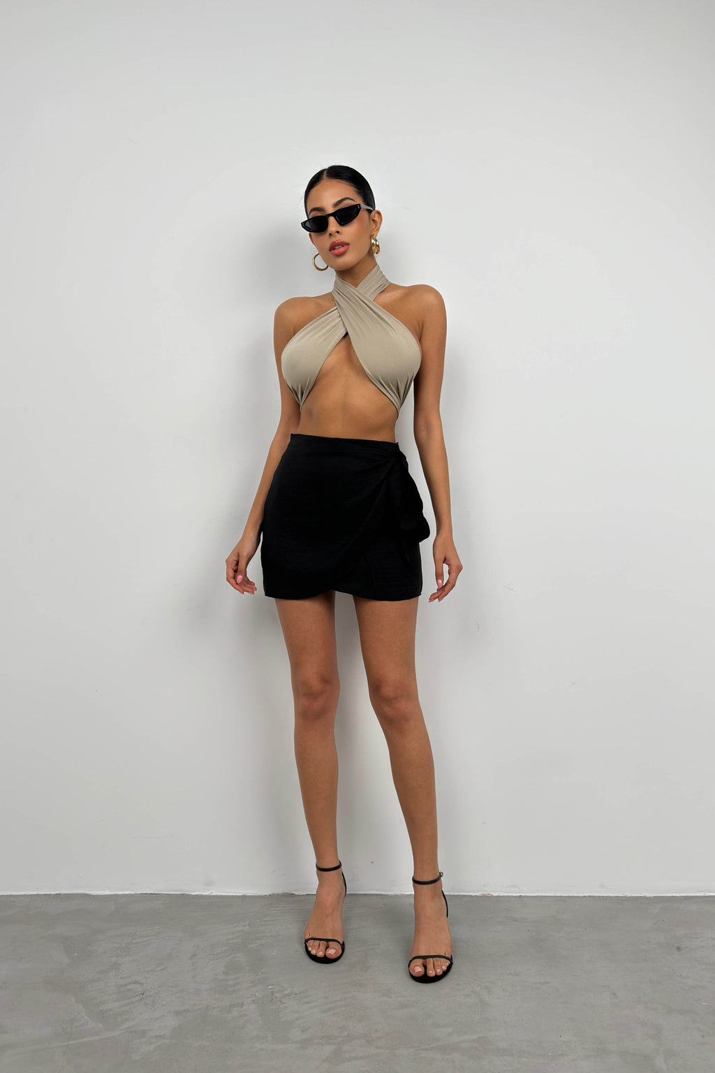 Anvelop Tie Black Linen Skirt
