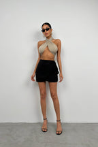 Anvelop Tie Black Linen Skirt