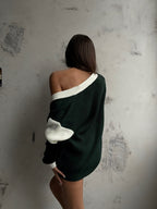 Emblem Detail Green College Cardigan