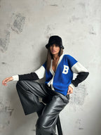 Emblem Blue Varsity Cardigan