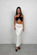 Asymmetric Tie One-Shoulder Black Crop