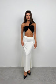Asymmetrical Tied One Shoulder Black Crop
