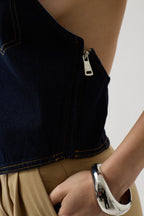 Asymmetric Denim Blue Vest