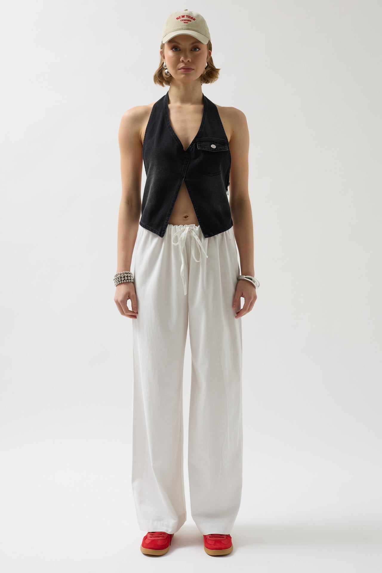 Asymmetric Denim Black Vest