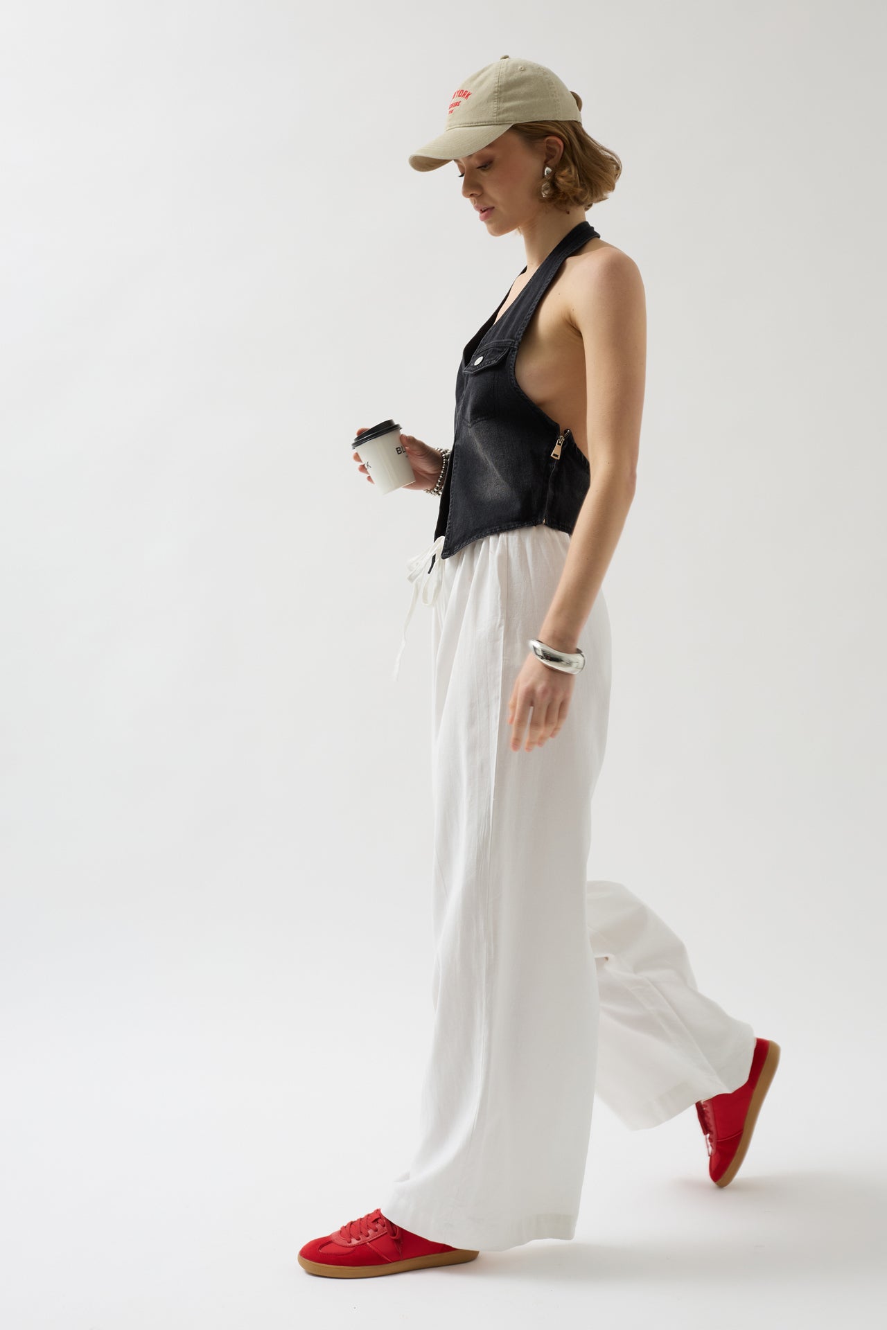 Asymmetric Denim Black Vest