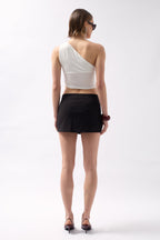 Asymmetric Detail One Shoulder White Blouse