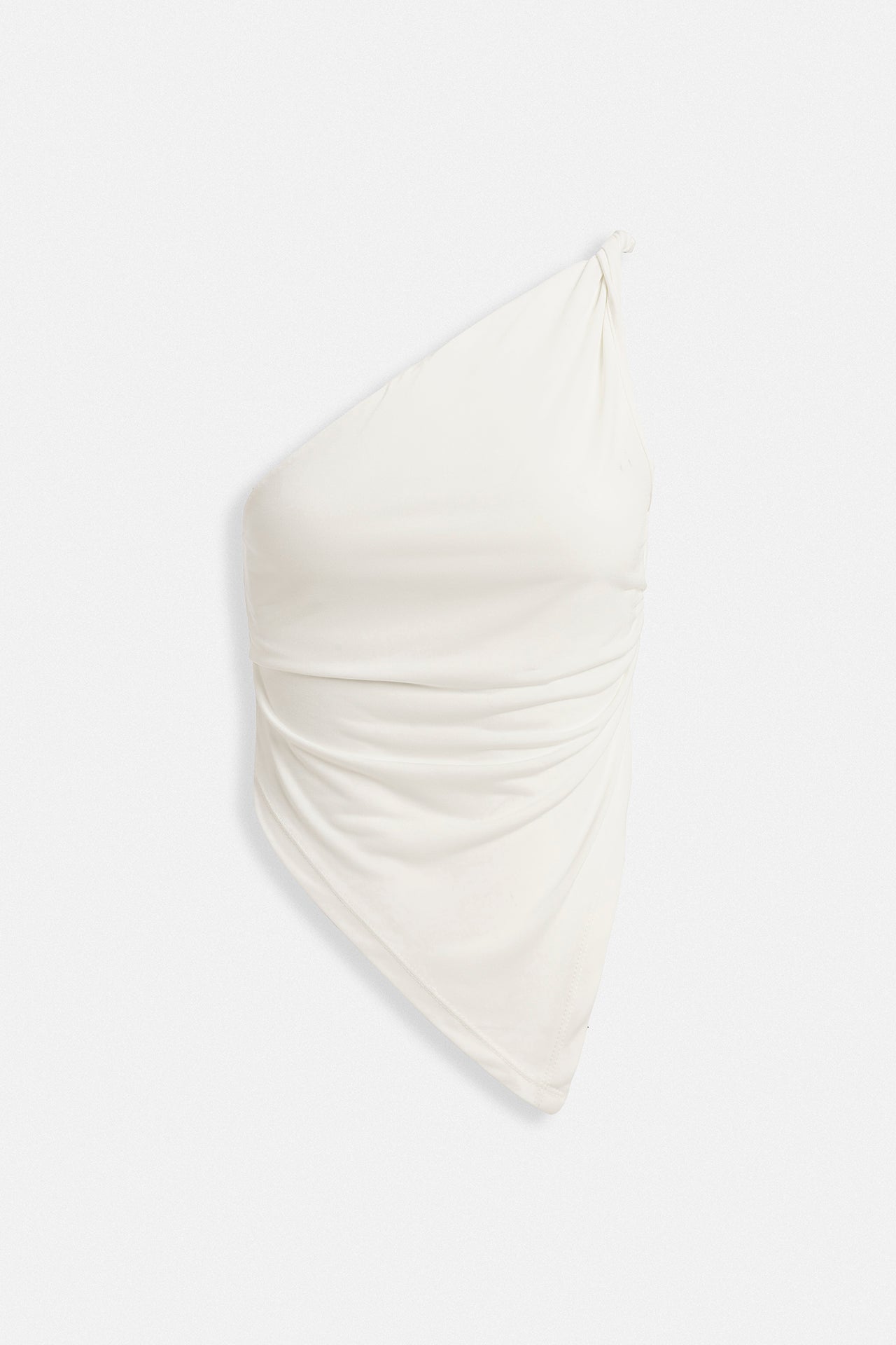 Asymmetric Detail One Shoulder White Blouse