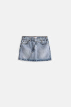Asymmetric Kemer Denim Mini Blue Skirt