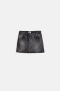 Asymmetric Waistt Denim Mini Black Skirt