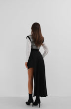 Asymmetric Cut Pleated Black Skirt