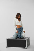 Asymmetric Single Buttoned White Jacket