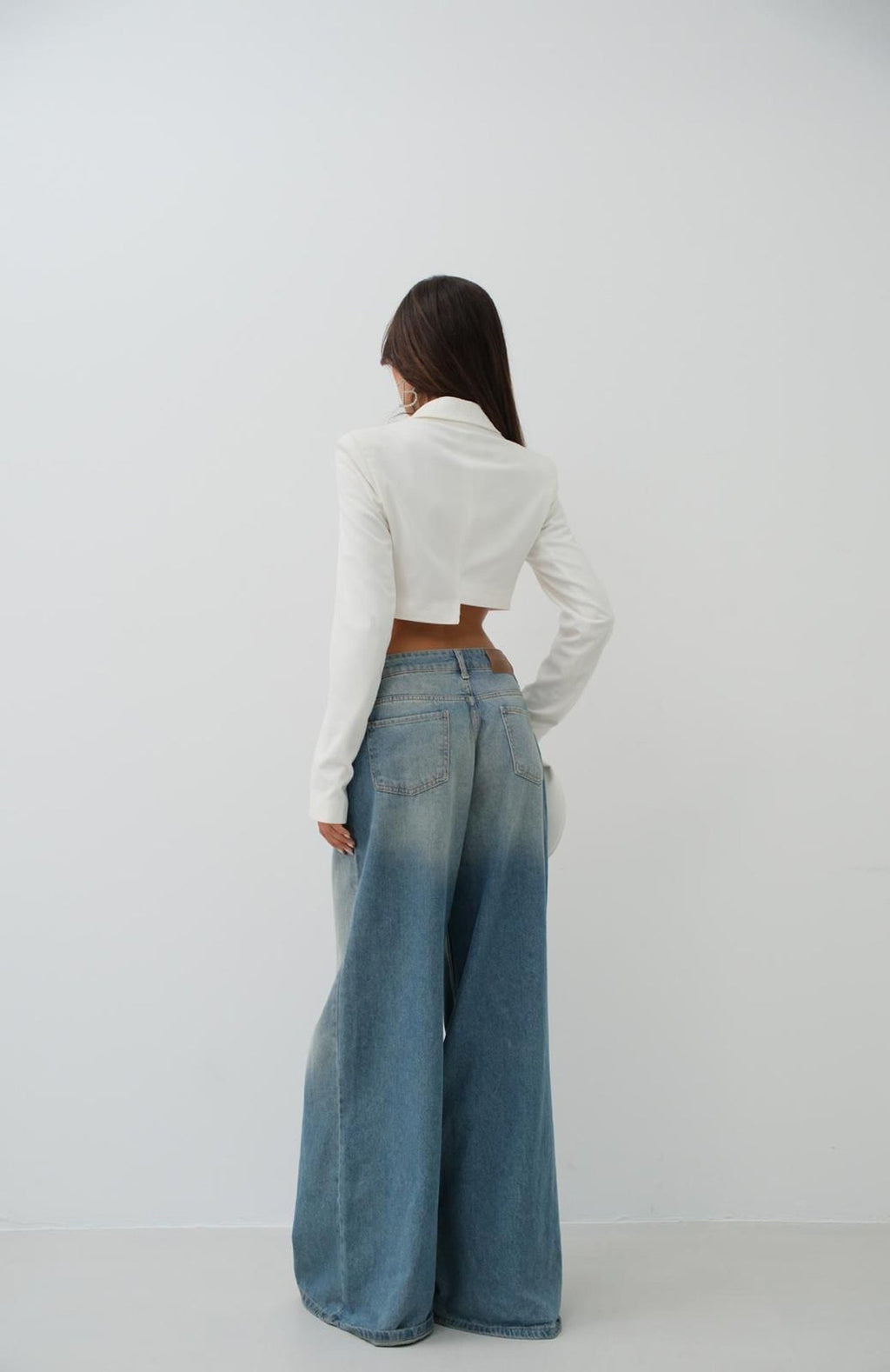 Asymmetric Single Buttoned White Jacket