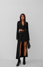 Asymmetric Single Button Black Jacket