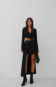 Asymmetrical Single Button Black Jacket