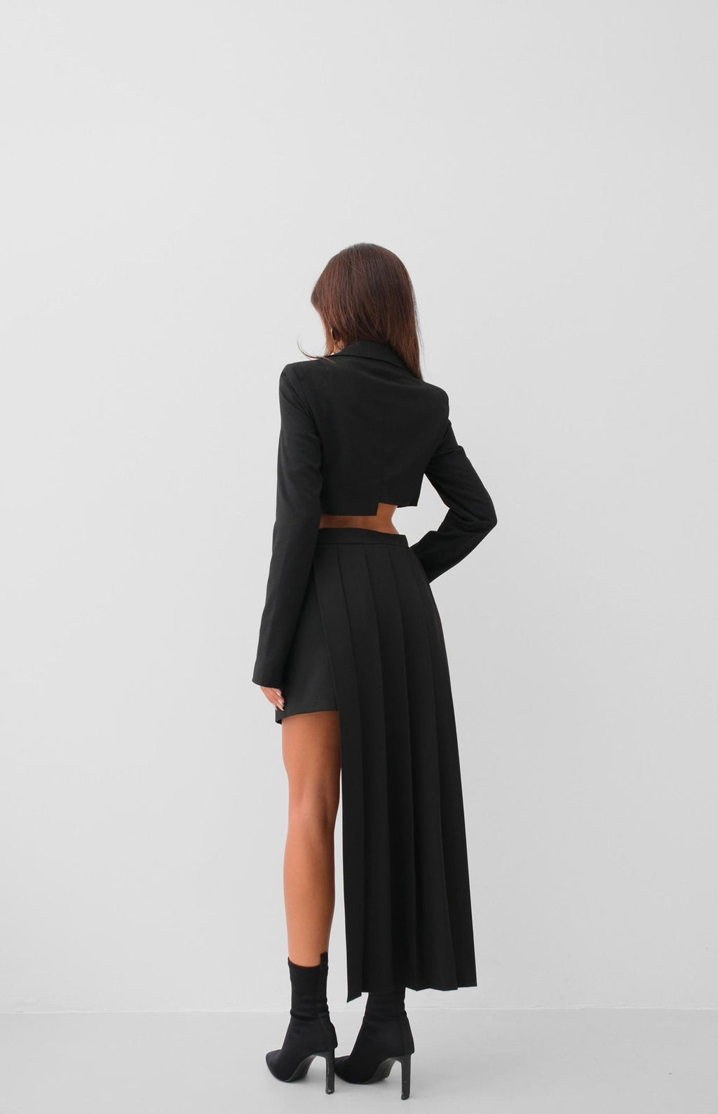 Asymmetric Single Button Black Jacket