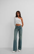 Asymmetric One Shoulder White Crop Top