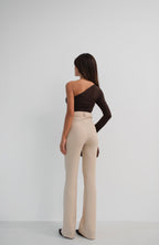 Asymmetric One Shoulder Brown Crop Top