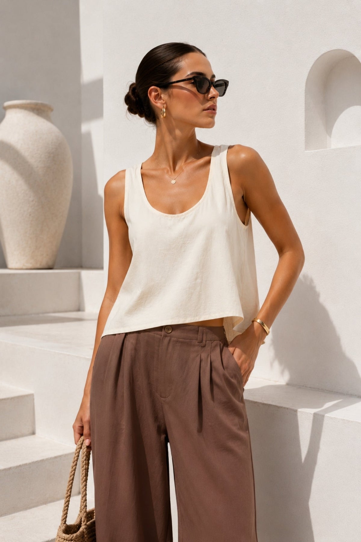 Strappy Basic Yellow Modal Blouse