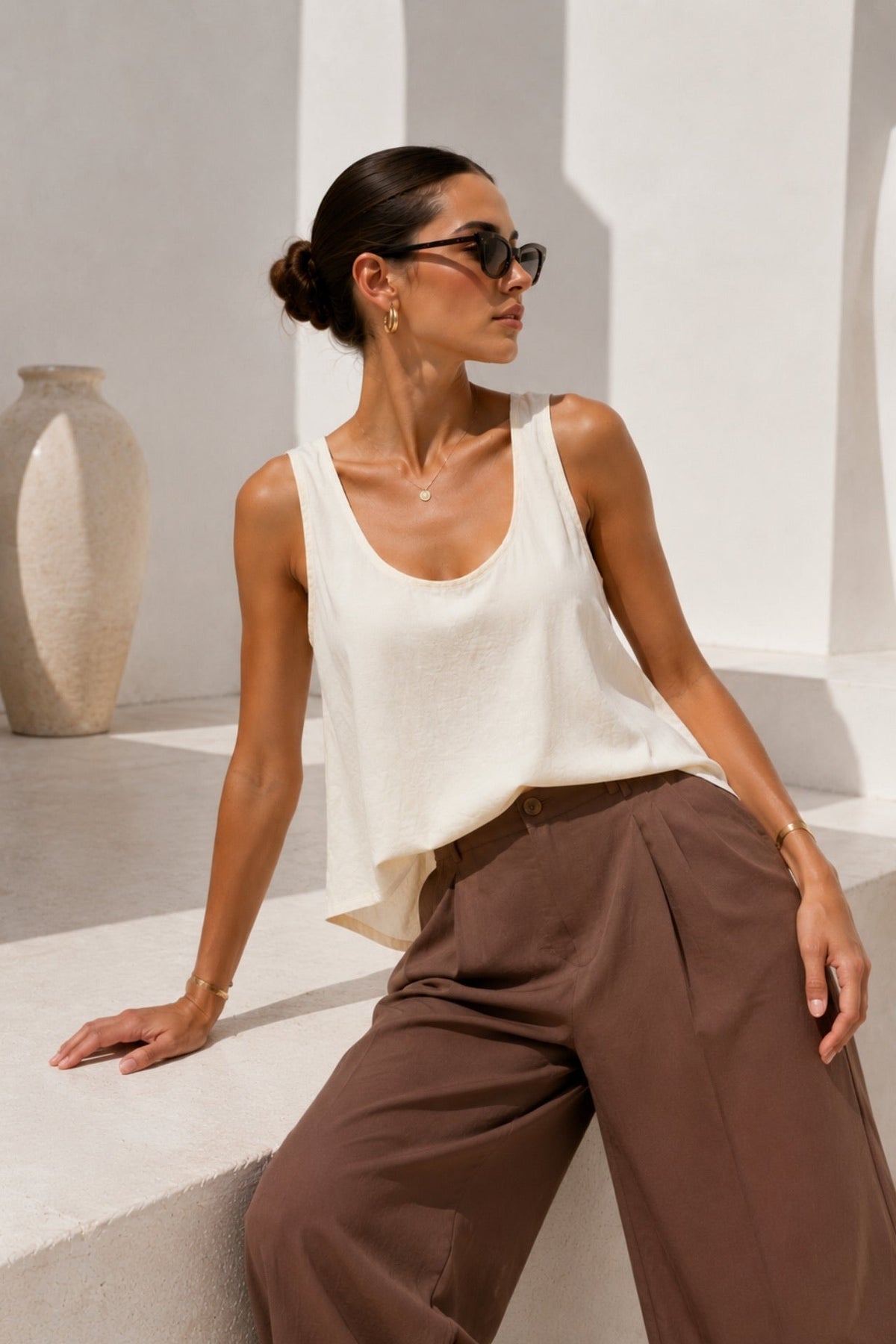 Strappy Basic Yellow Modal Blouse